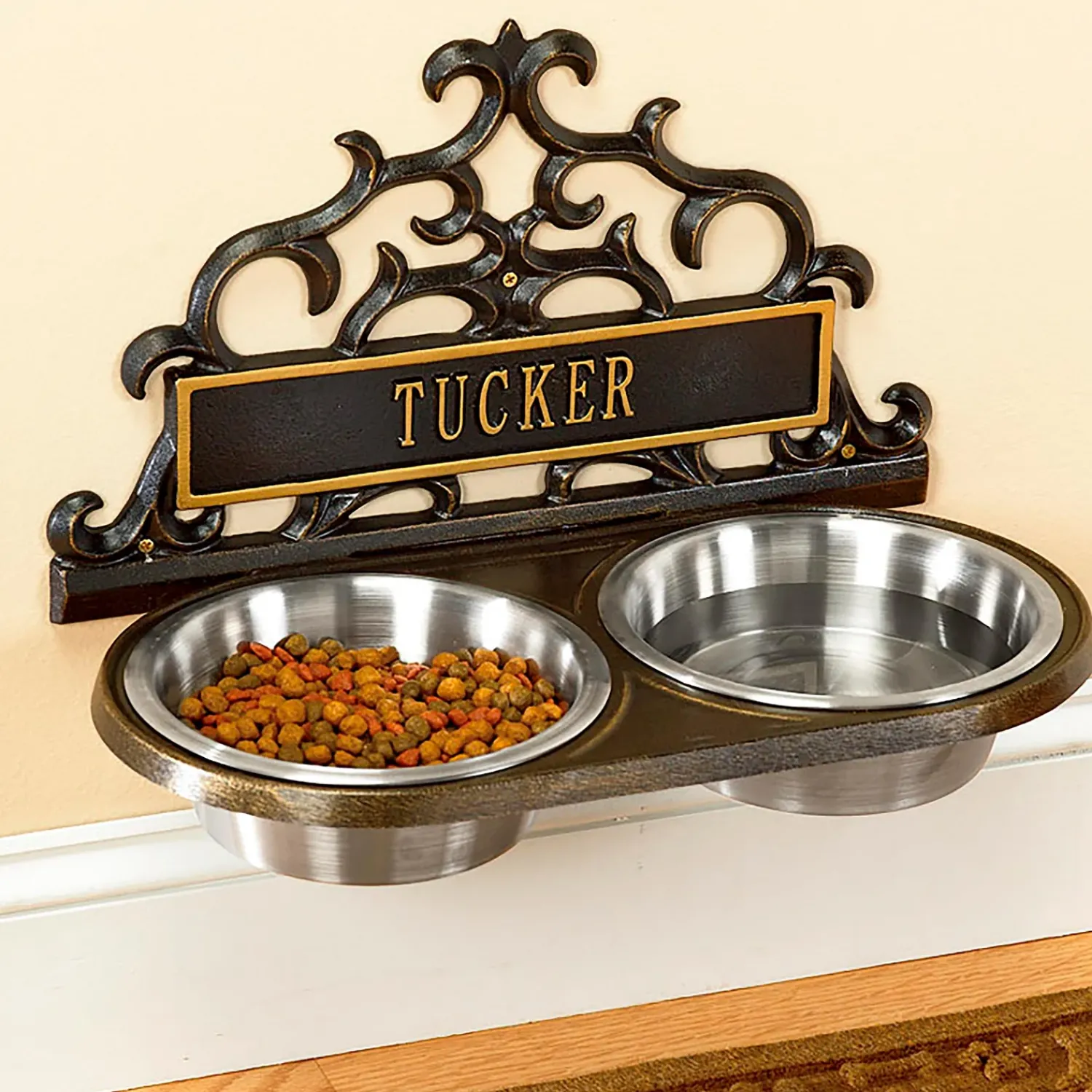 Plow & Hearth Pet Products>Personalized Wall-Mount Pet Feeder