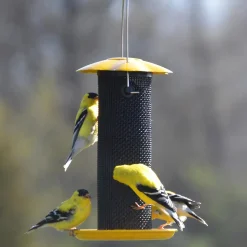 Plow & Hearth Bird Feeders>Petite Thistle Seed Bird Feeder Yellow