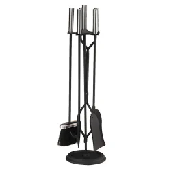 Plow & Hearth Fireplace Tool Sets>Pewter & 4-Piece Fireplace Tool Set Black