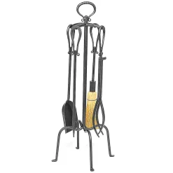Plow & Hearth Fireplace Tool Sets>5-Piece Fireplace Tool Set with Loop Handles Graphite