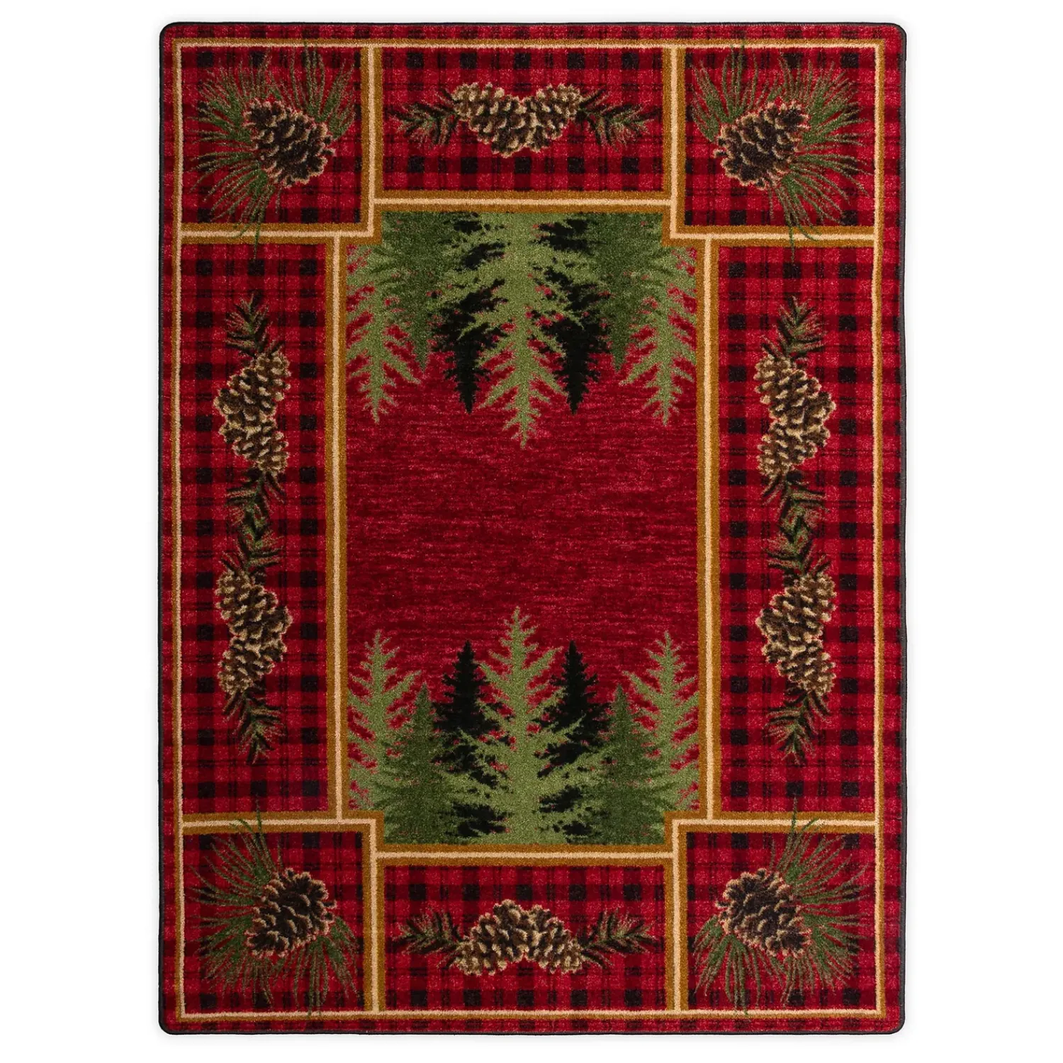 Plow & Hearth Area Rugs>Pine Cone Valley Plaid Rug, 4' x 5'