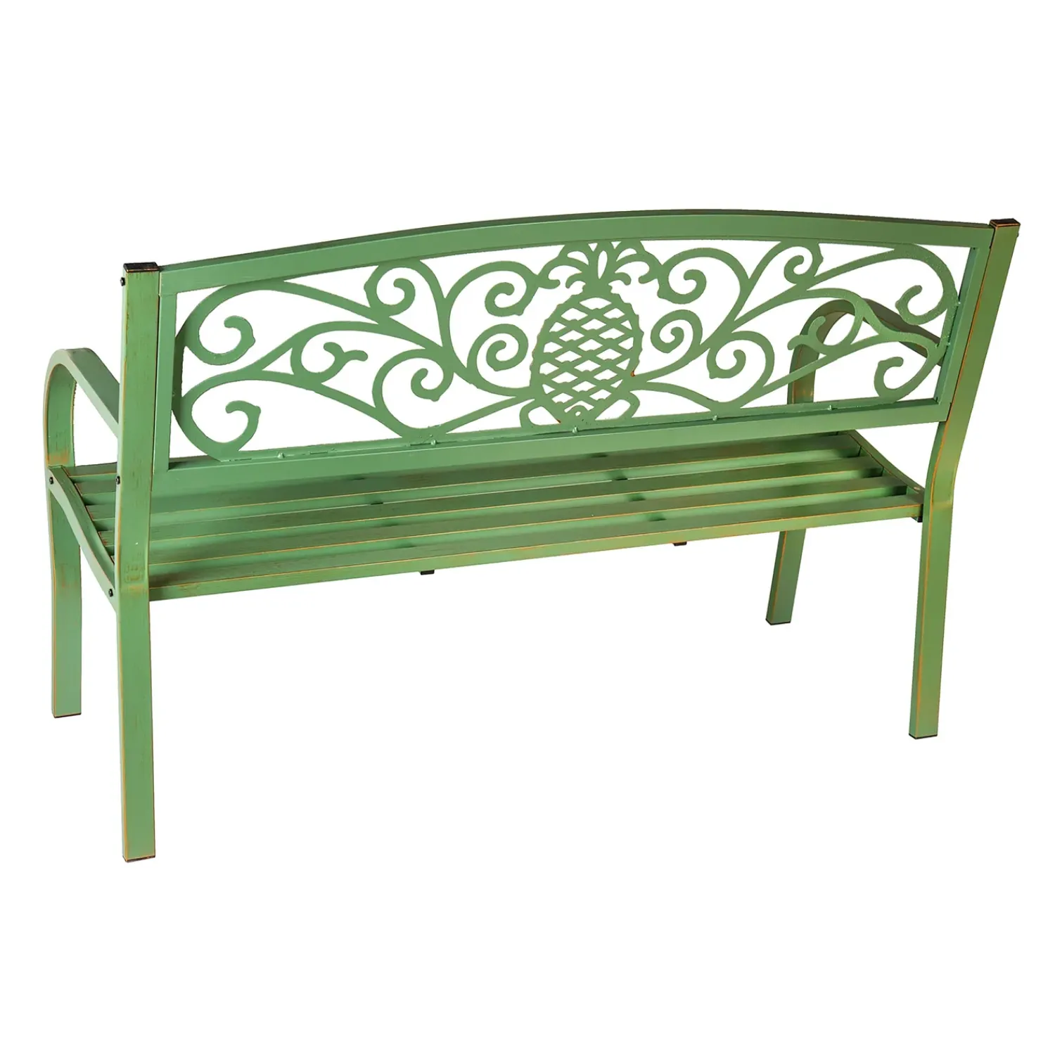 Plow & Hearth Outdoor Benches>Pineapple Metal Garden Bench Verdigris