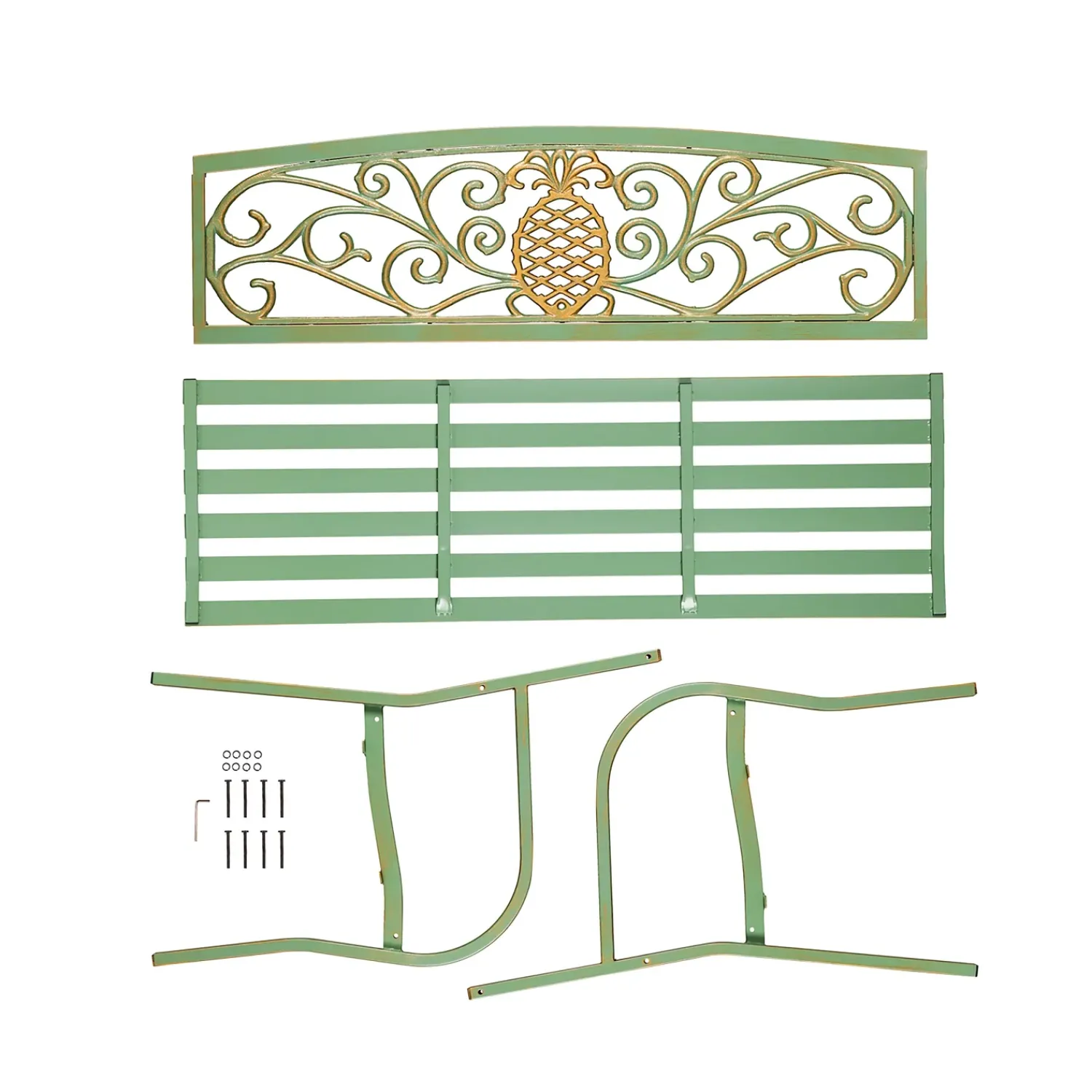 Plow & Hearth Outdoor Benches>Pineapple Metal Garden Bench Verdigris