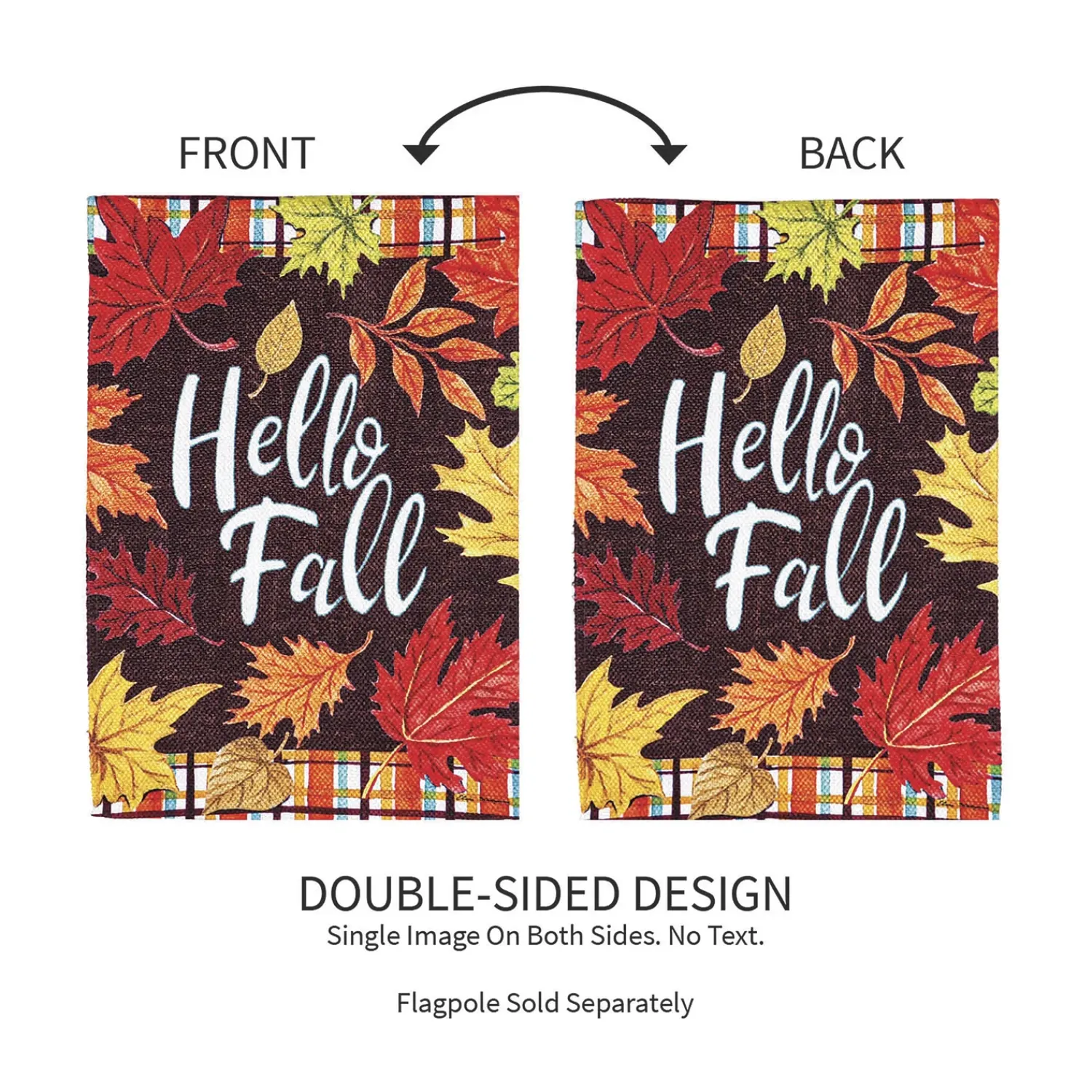 Plow & Hearth Garden Flags>Plaid Hello Fall Garden Textured Suede