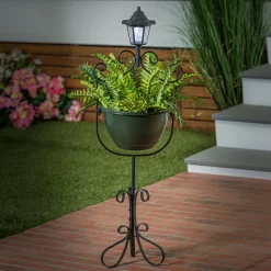 Plow & Hearth Solar Accents|Planters & Plant Stands>Plantar with Solar Light