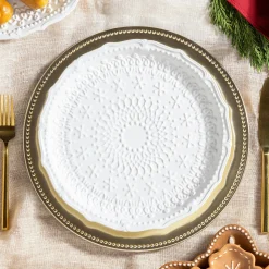 Plow & Hearth Plates & Platters>Plate Embossed Ceramic Dinner Plate, 10.25"
