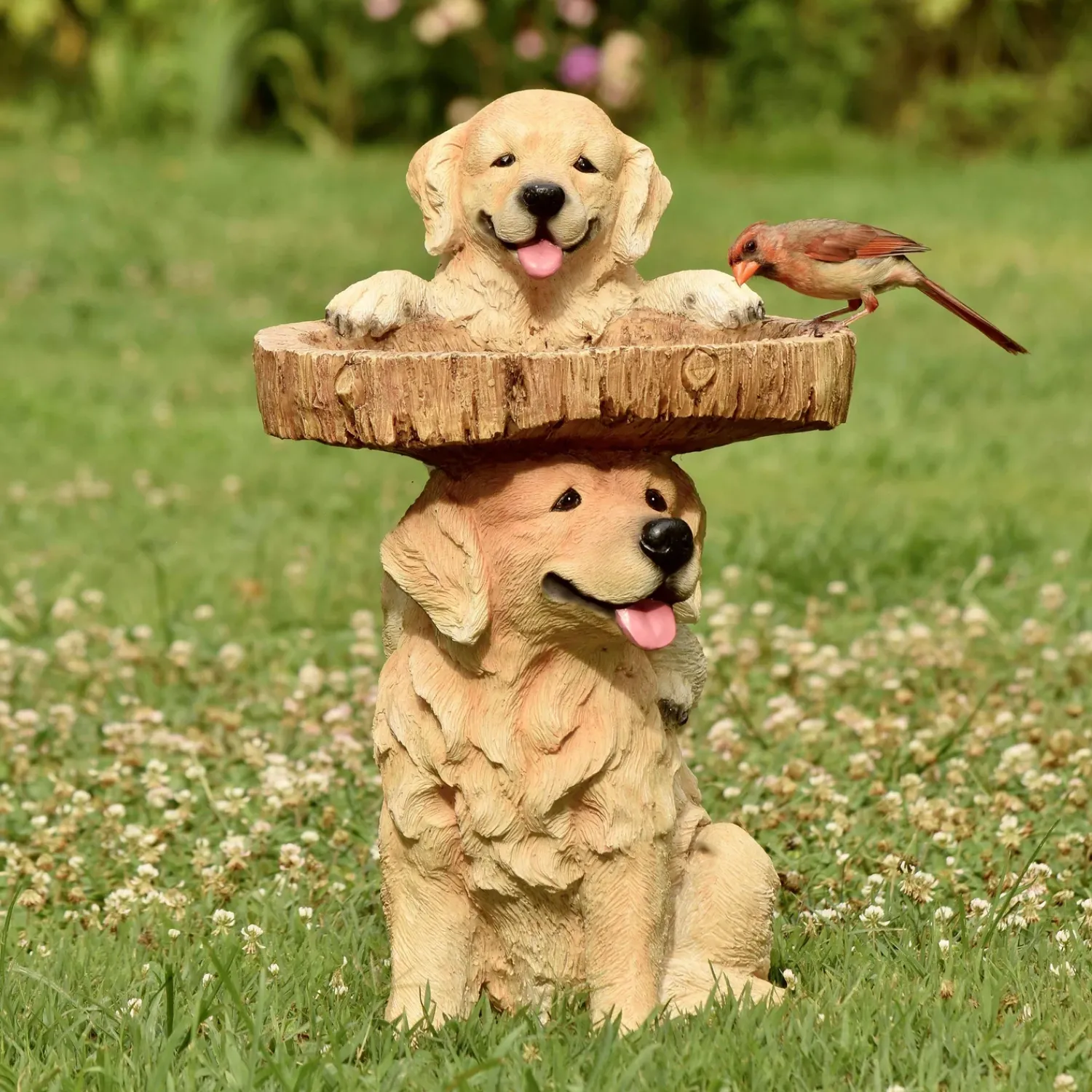 Plow & Hearth Birdbaths>Playful Puppies Birdbath