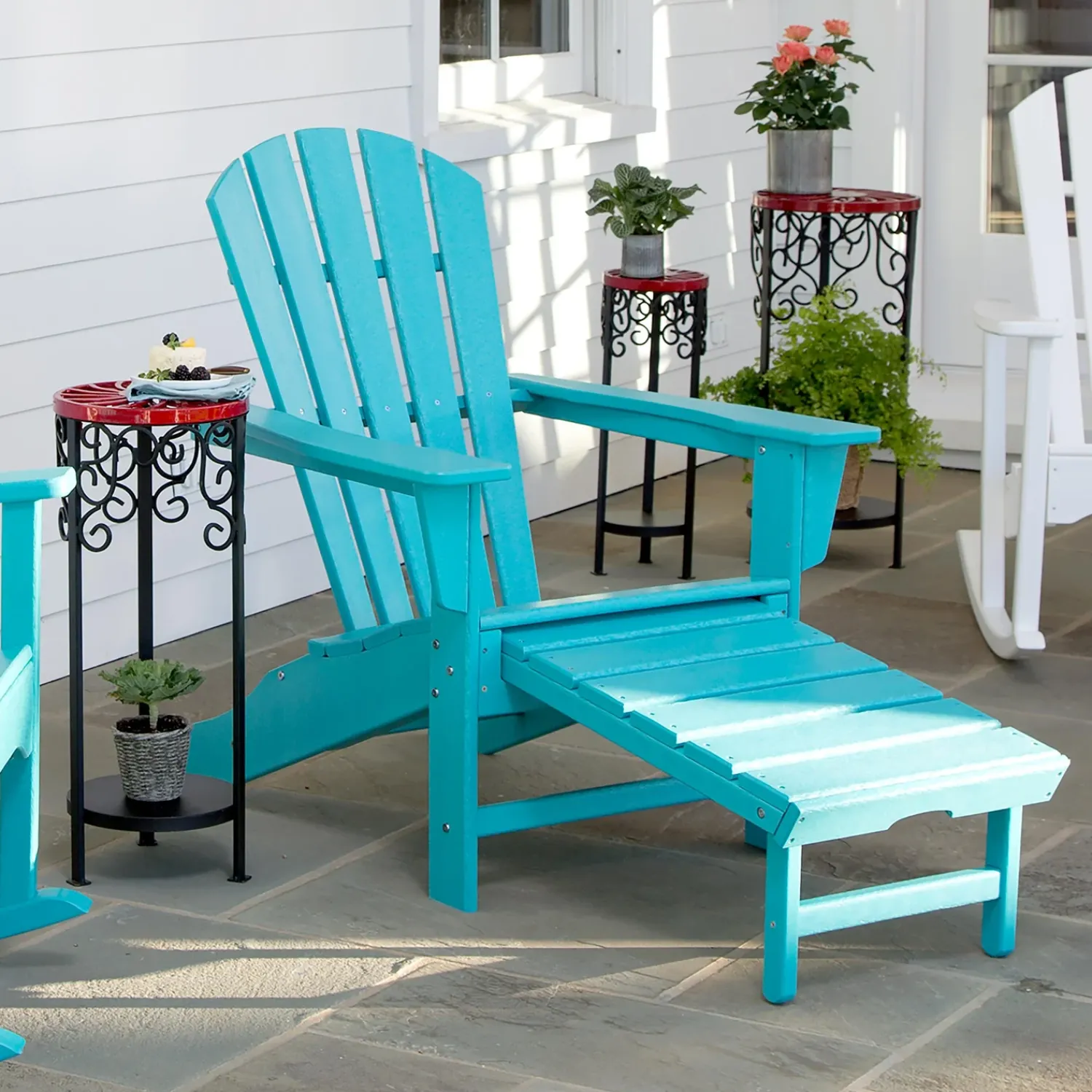Plow & Hearth Chairs & Rockers|Rockers & Gliders>POLYWOOD® Adirondack Chair with Hideaway Ottoman