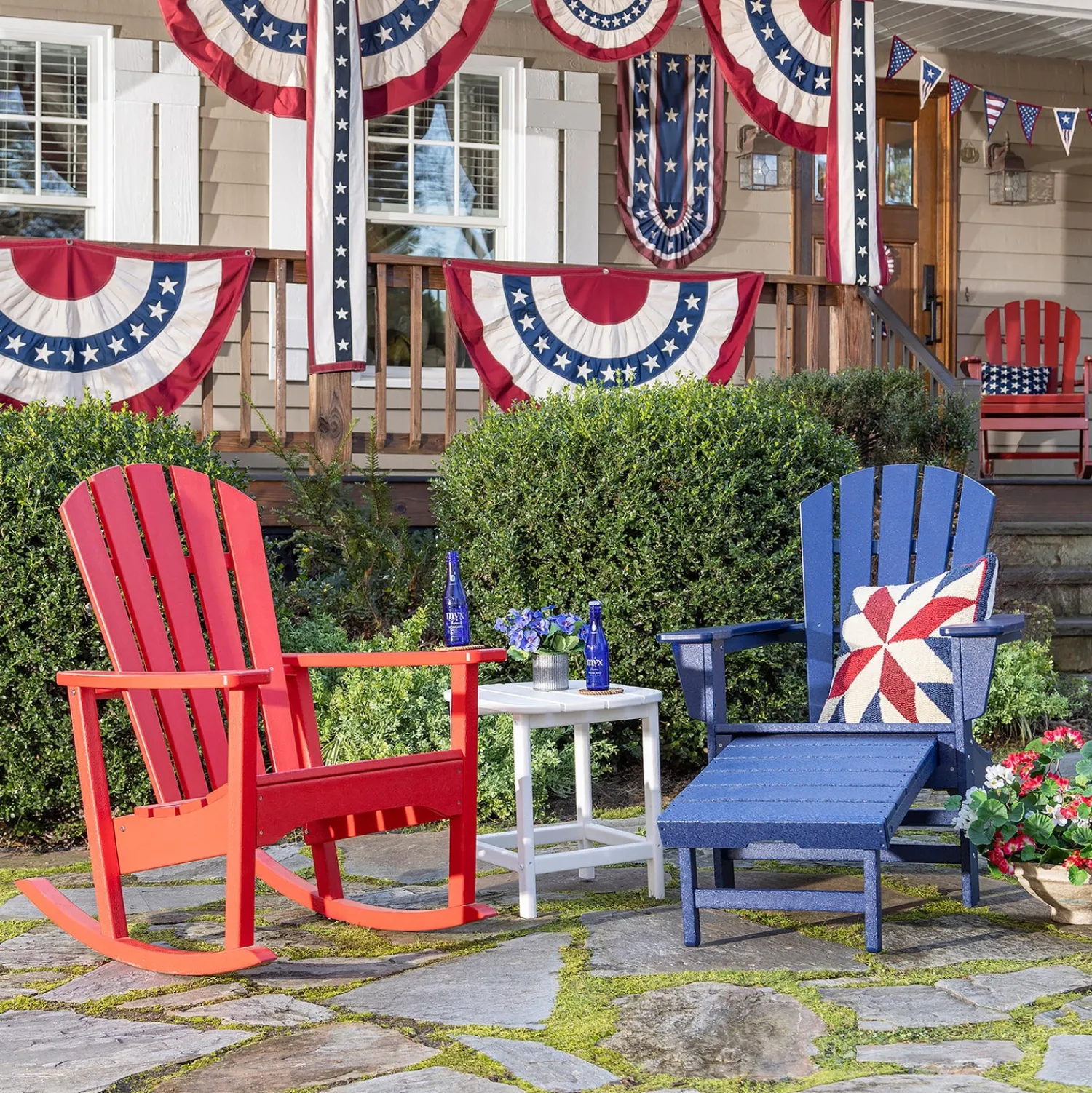 Plow & Hearth Chairs & Rockers|Rockers & Gliders>POLYWOOD® Adirondack Chair with Hideaway Ottoman