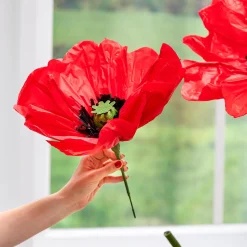Plow & Hearth Decorative Accents|Faux Flowers & Plants>Poppy Flower Paper Artificial Décor, 56"H