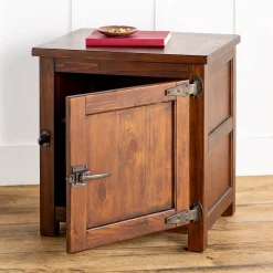 Plow & Hearth Accent Tables>Portland Ice Box Wood Storage Side Table with Replica Hardware Walnut