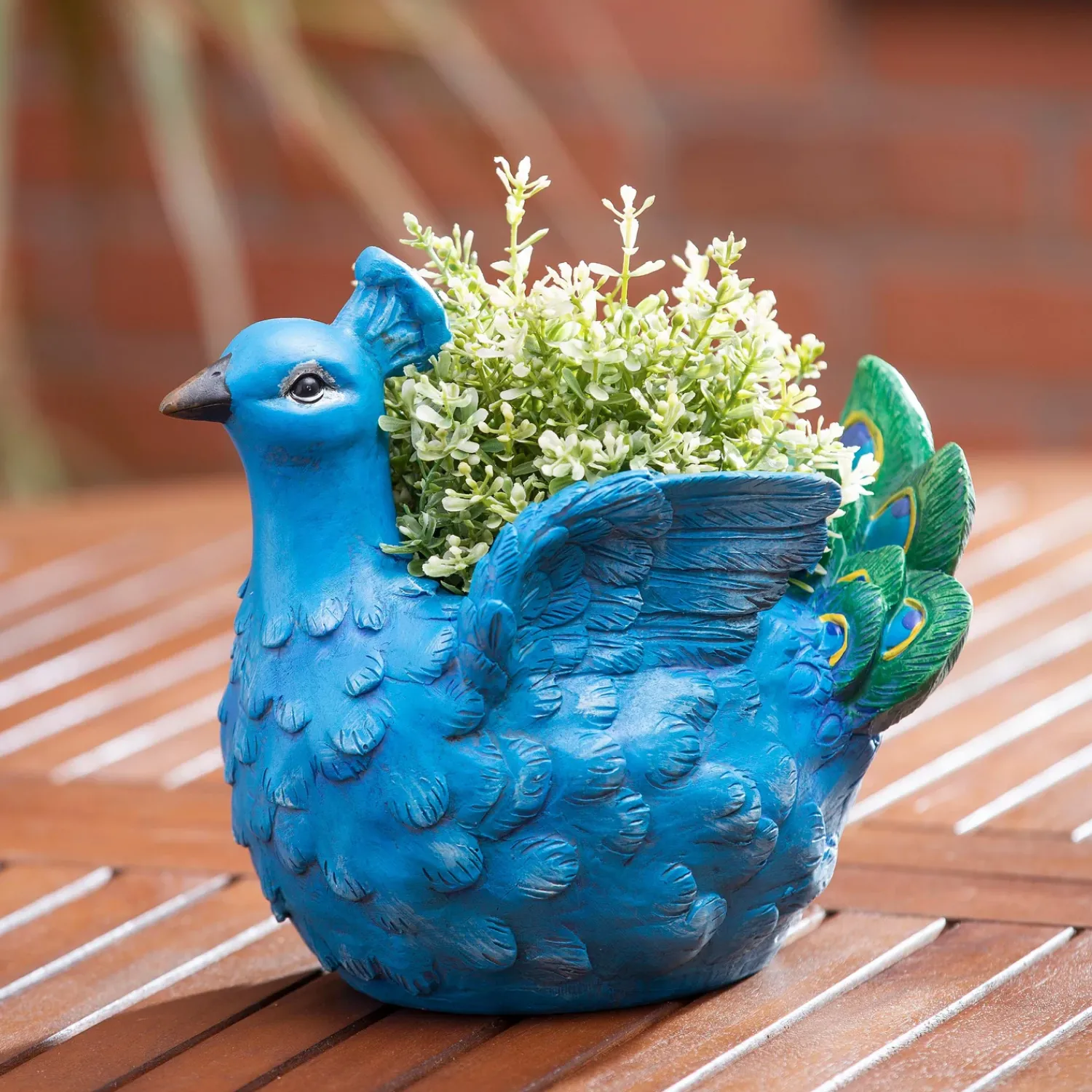 Plow & Hearth Planters & Plant Stands>Portly bird planter, peacock
