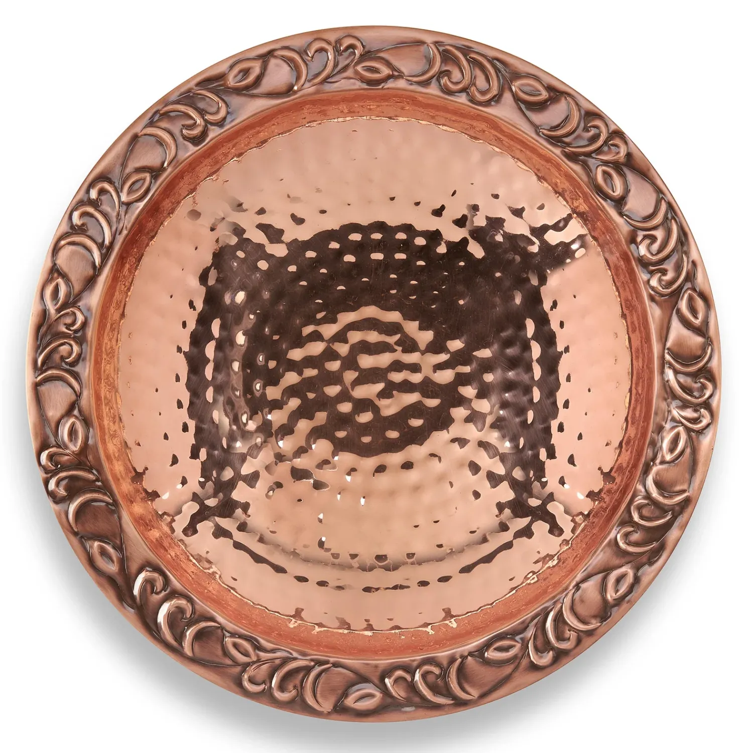 Plow & Hearth Birdbaths>Pure Copper Hanging Birdbath on 17" Long Brass Chain with Hook