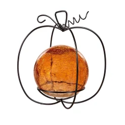 Plow & Hearth Gazing Balls>6" Art Glass Gazing Ball with Stand, Pumpkin