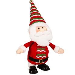 Plow & Hearth Decorative Accents>13.5" Fabric Santa Claus with Motion & Music Table Décor