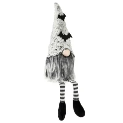 Plow & Hearth Decorative Accents>23" Fabric Sitting Gnome with Bat Hat and Striped Socks Table Décor