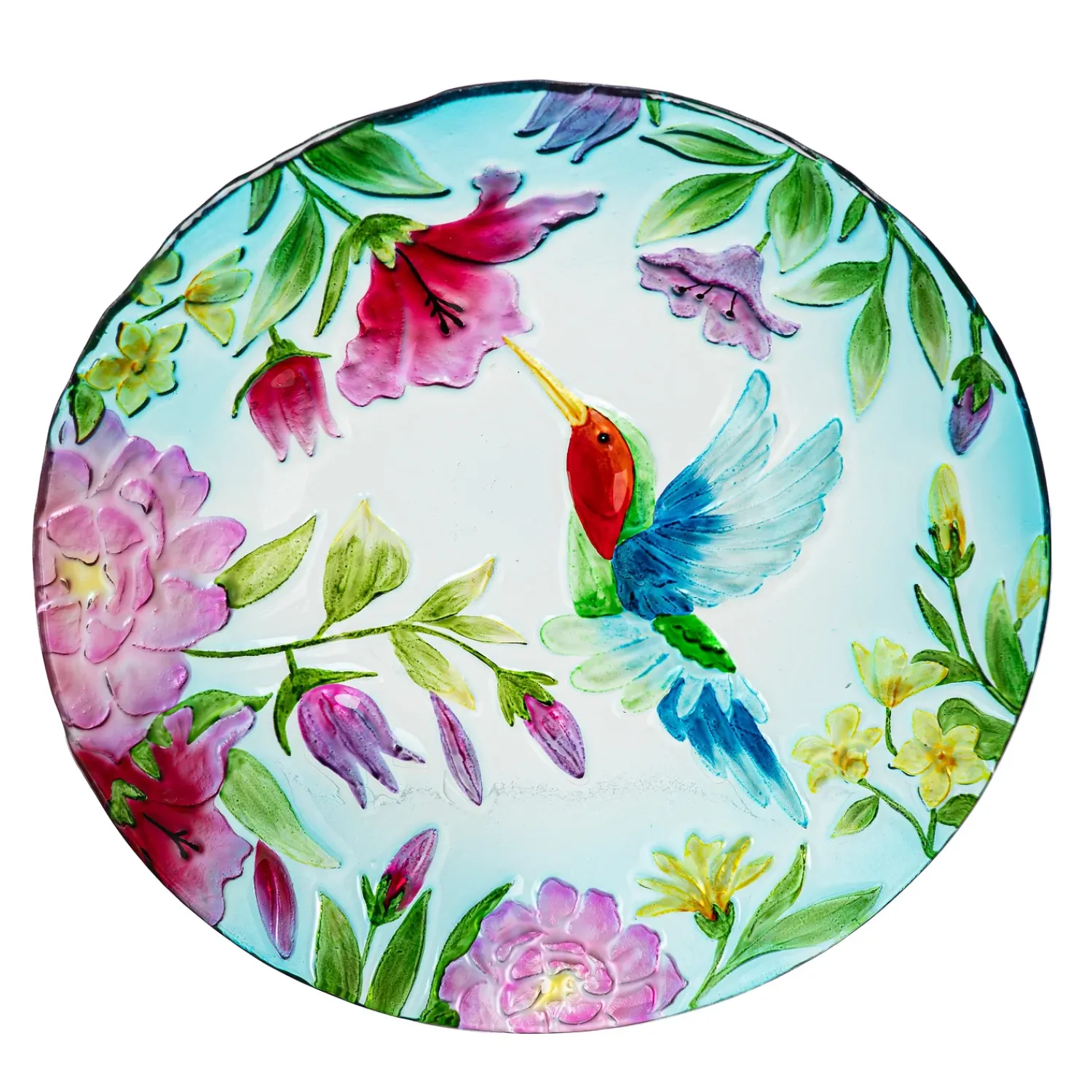 Plow & Hearth Birdbaths>18" Glass Bird Bath, Hummingbird