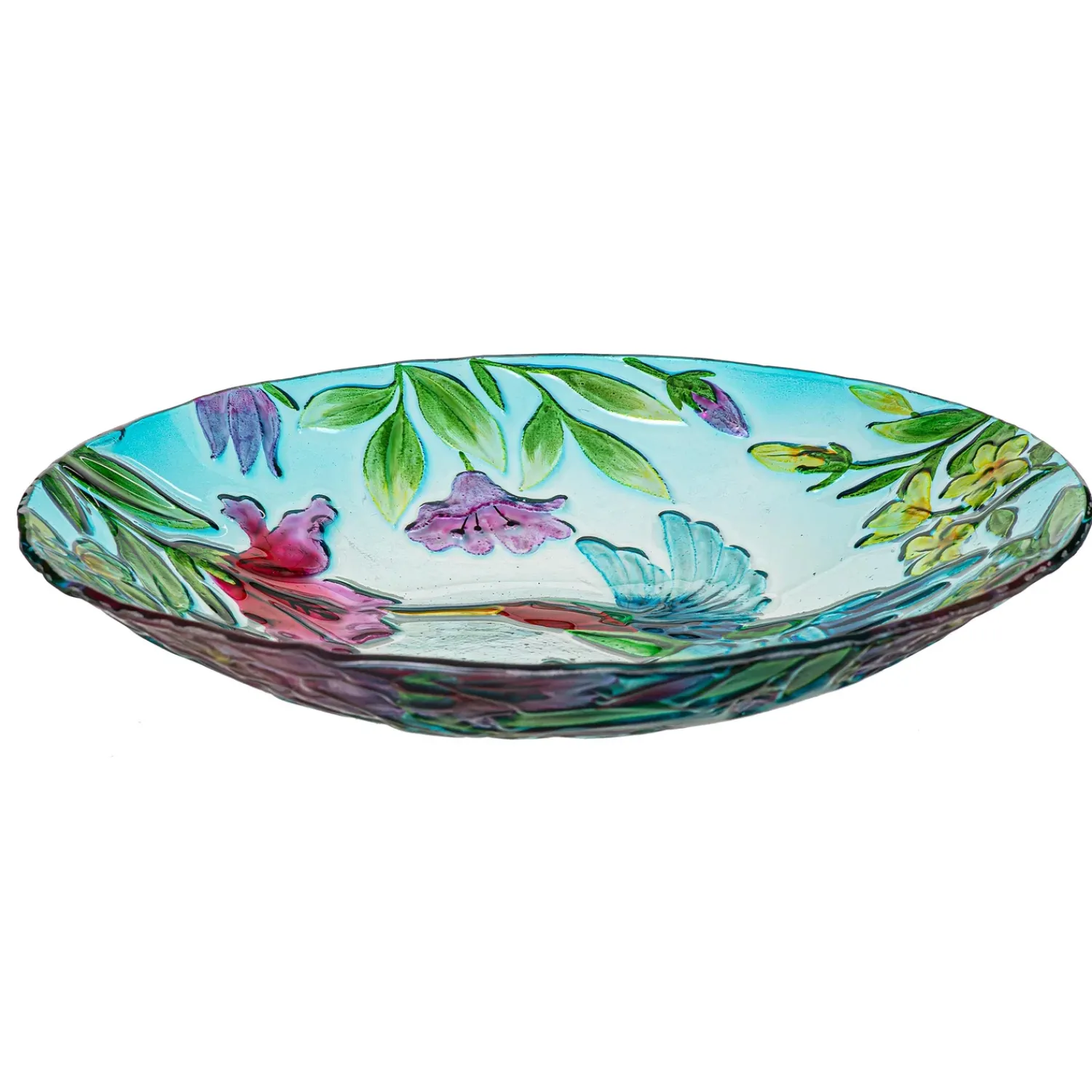 Plow & Hearth Birdbaths>18" Glass Bird Bath, Hummingbird