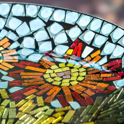 Plow & Hearth Birdbaths>18" Glass Bird Bath, Moasic Translucent and Metallic Finish