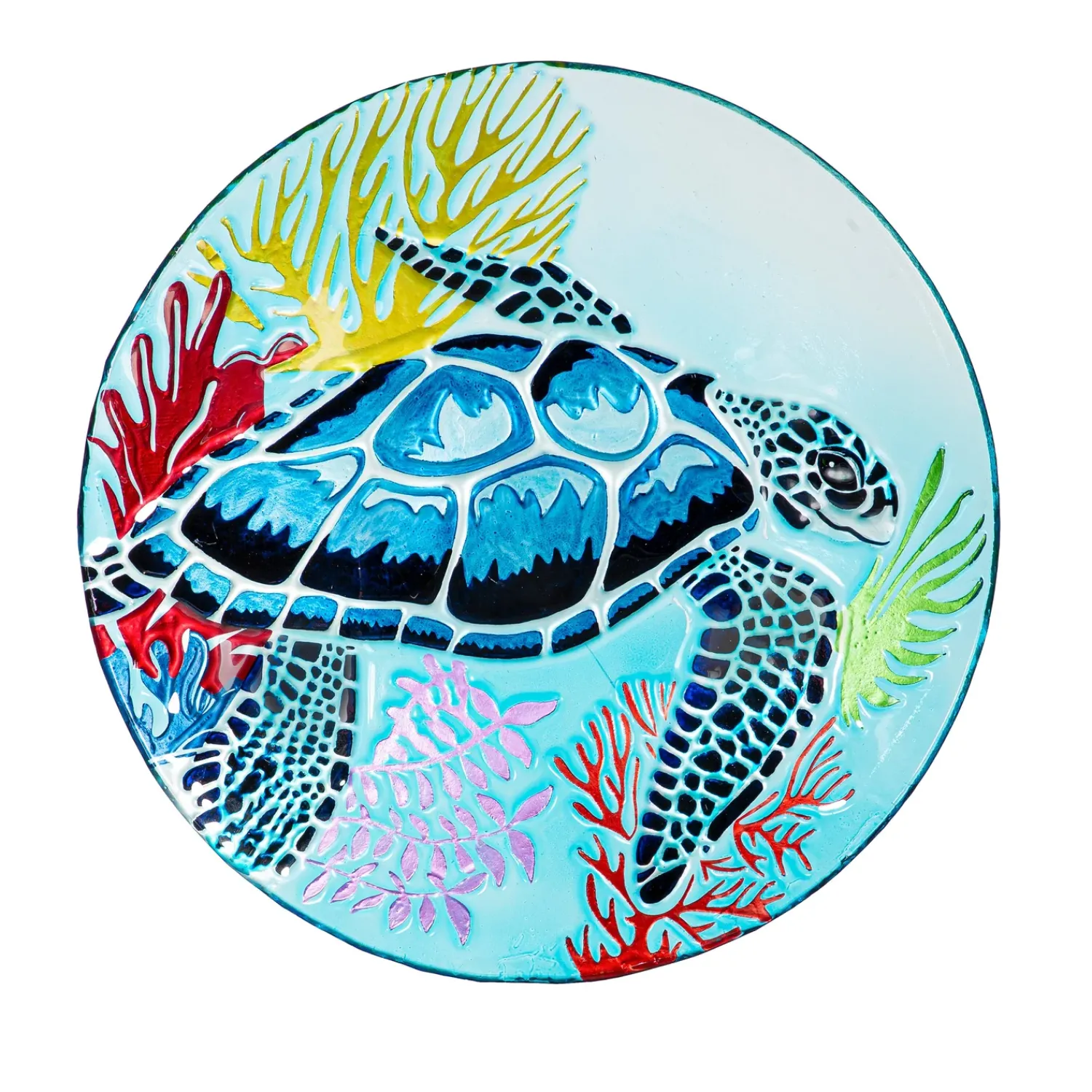Plow & Hearth Birdbaths>18" Glass Bird Bath, Sea Turtle
