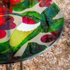 Plow & Hearth Birdbaths>16" Glass bird bath w/ Stand, Hummingbird
