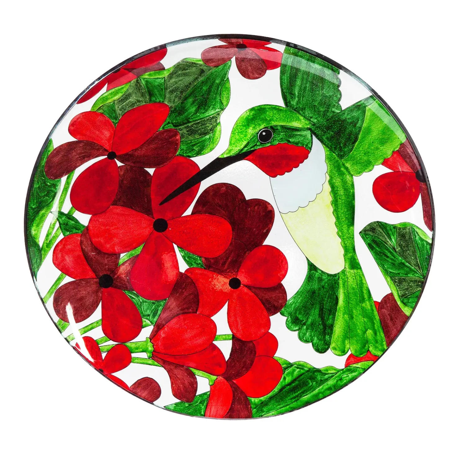 Plow & Hearth Birdbaths>16" Glass bird bath w/ Stand, Hummingbird