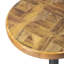 Plow & Hearth Accent Tables|Outdoor Side Tables>24" H x 12" D Mango Wood with Round Mosaic Wood Finish Top Drink Table