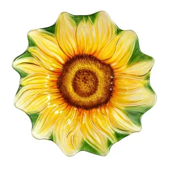 Plow & Hearth Birdbaths>18" Hand Painted and Embossed Shaped Bird Bath, Sunflower