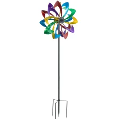Plow & Hearth Wind Spinners|Solar Accents>75" LED Solar Flower Wind Spinner