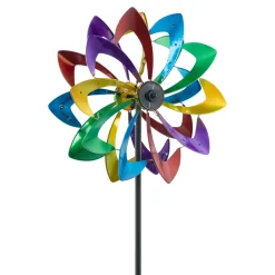 Plow & Hearth Wind Spinners|Solar Accents>75" LED Solar Flower Wind Spinner