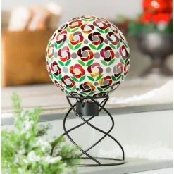 Plow & Hearth Gazing Balls>10" Mosaic Glass Gazing Ball, Poinsettia