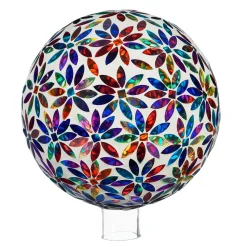 Plow & Hearth Gazing Balls>10" Mosaic Glass Gazing Ball, Multicolored Flowers