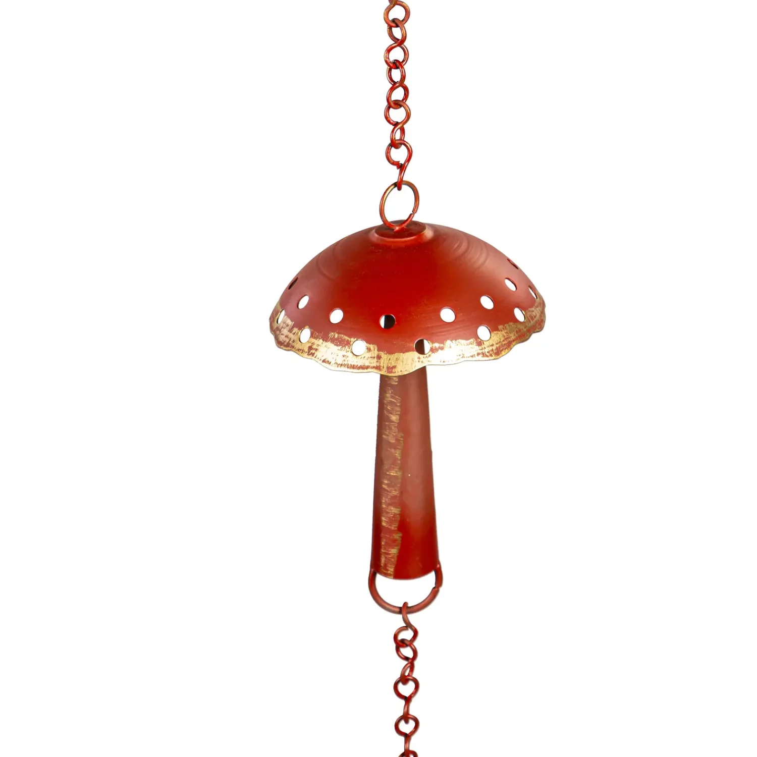 Plow & Hearth Wind Chimes & Mobiles>72" Red Metal Mushroom Rain Chain