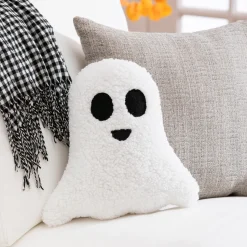 Plow & Hearth Decorative Pillows>13" Shaped Pillow with Embroidering, White Ghost