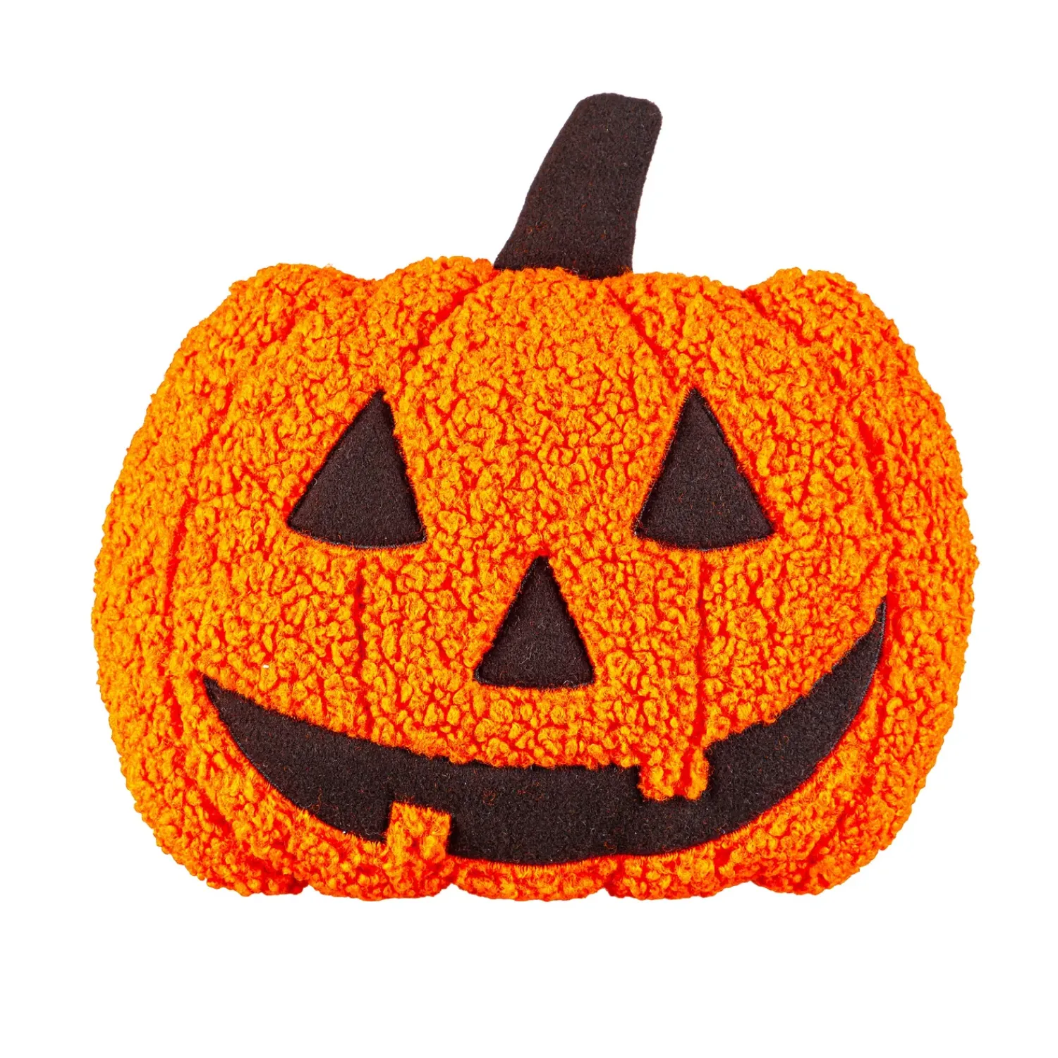 Plow & Hearth Decorative Pillows>13" Shaped Pillow with Embroidering, Jack-O-Lantern Pumpkin Orange
