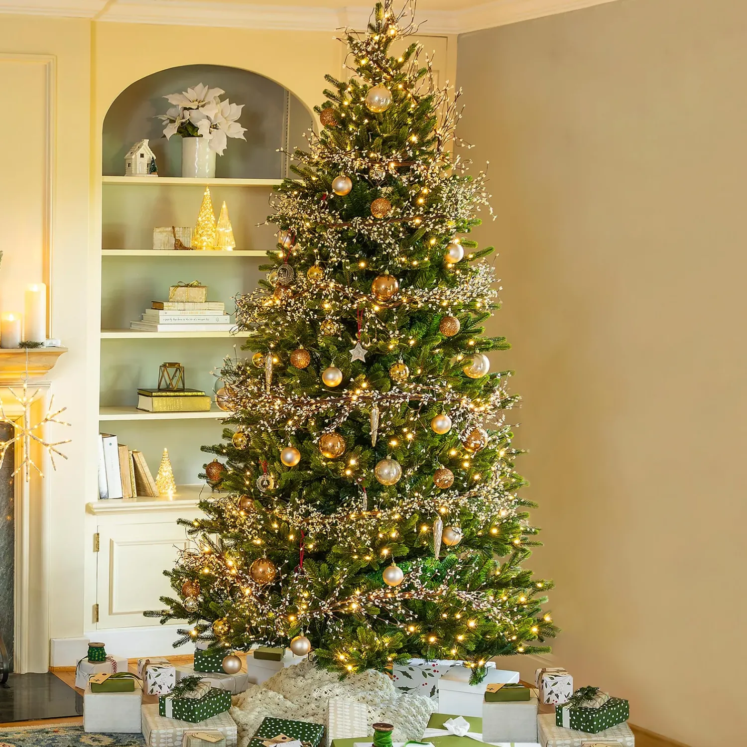 Plow & Hearth Lighted Trees & Garlands>7'3" Sussex Fir Christmas Tree with Warm White and Color-Changing LEDs