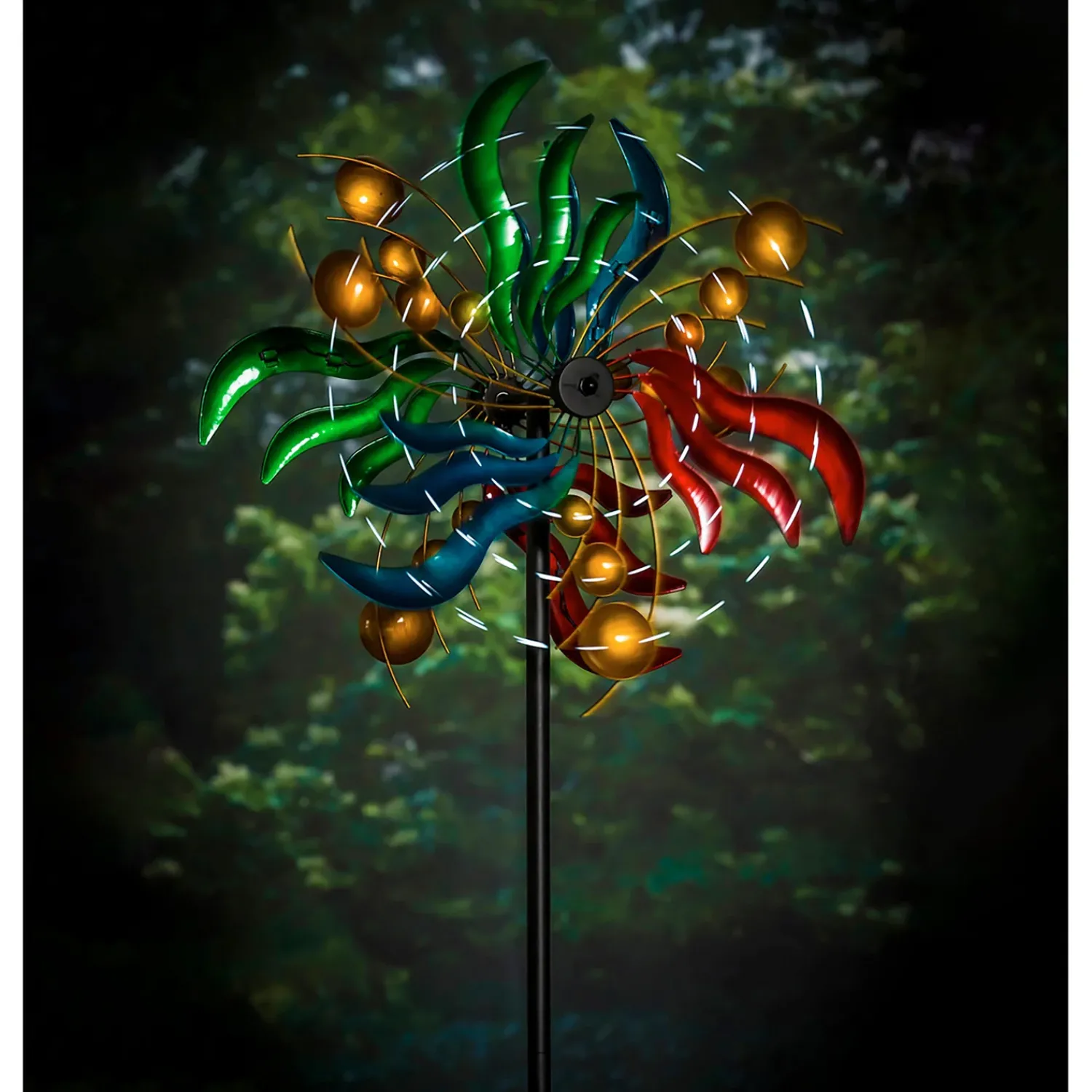 Plow & Hearth Wind Spinners|Solar Accents>84" Wind Powered Lighted Wind Spinner, Circles & Waves