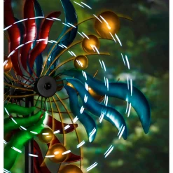 Plow & Hearth Wind Spinners|Solar Accents>84" Wind Powered Lighted Wind Spinner, Circles & Waves