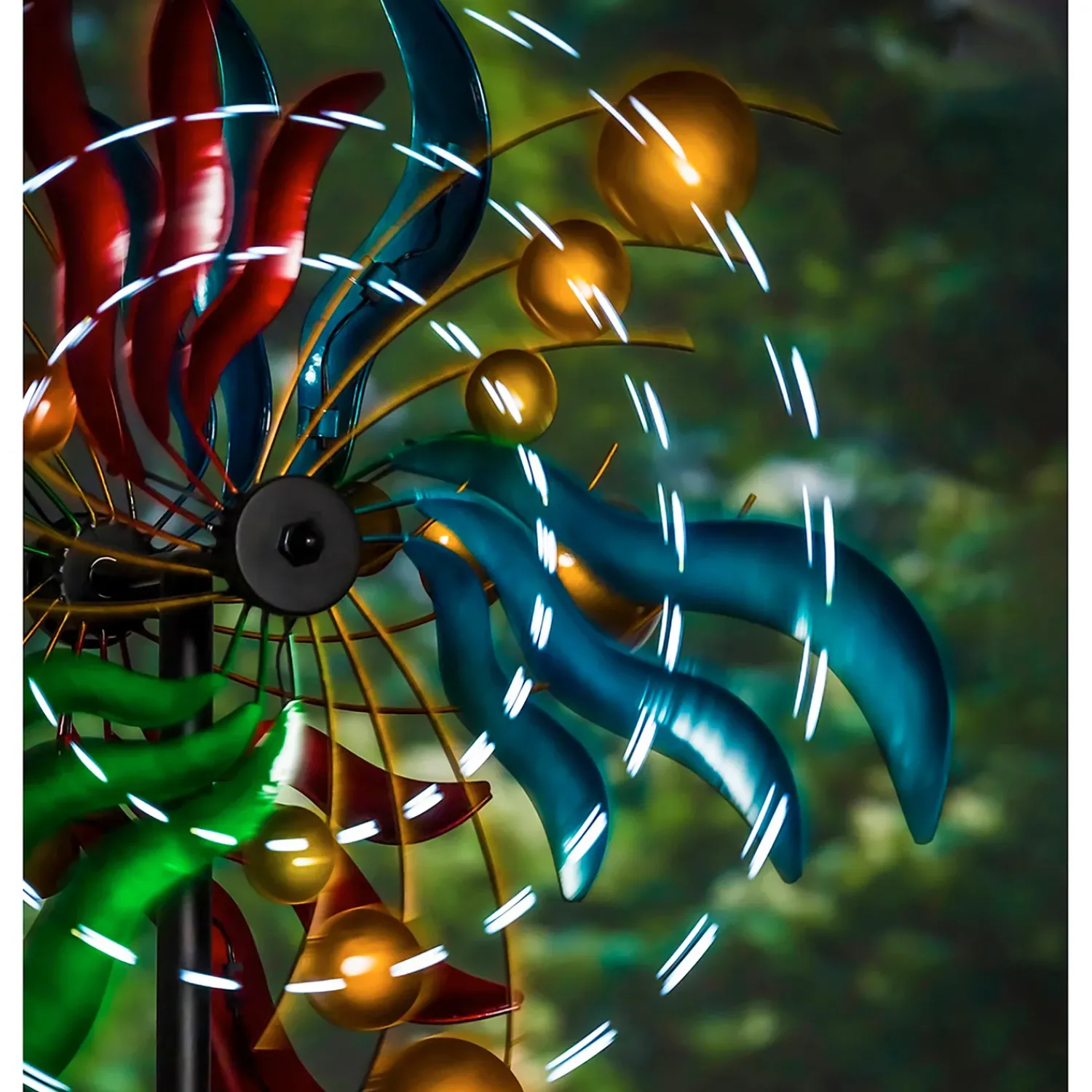 Plow & Hearth Wind Spinners|Solar Accents>84" Wind Powered Lighted Wind Spinner, Circles & Waves