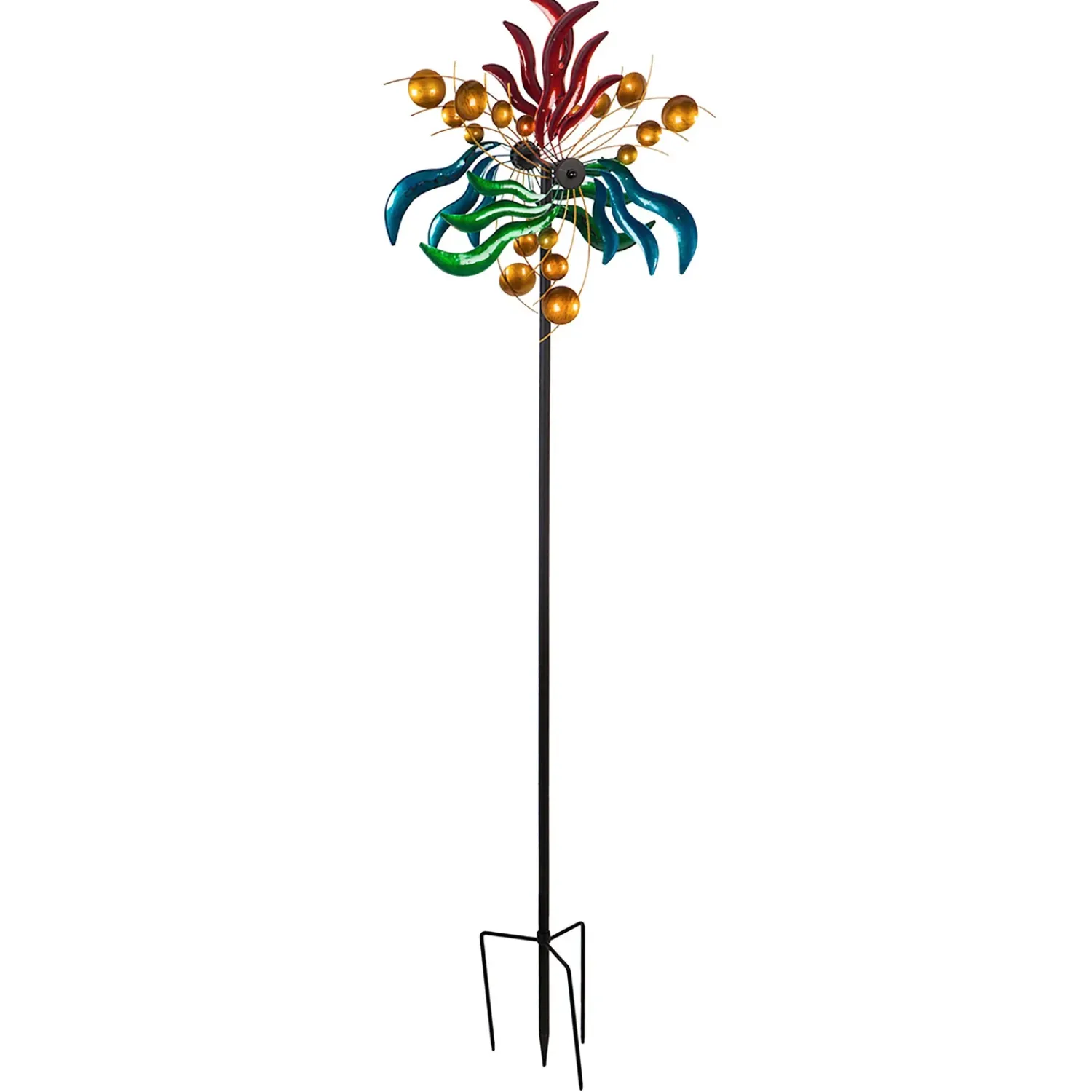 Plow & Hearth Wind Spinners|Solar Accents>84" Wind Powered Lighted Wind Spinner, Circles & Waves