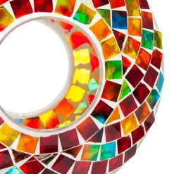 Plow & Hearth Bird Feeders>9.25"D Acrylic Circle Bird Feeder, Rainbow Mosaic Glass Multi