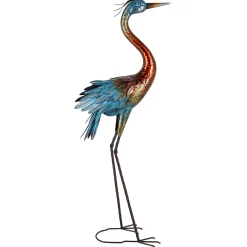Plow & Hearth Garden Statues>48"H Metal Bronze Crane with Verdigris Wings Garden Statuary