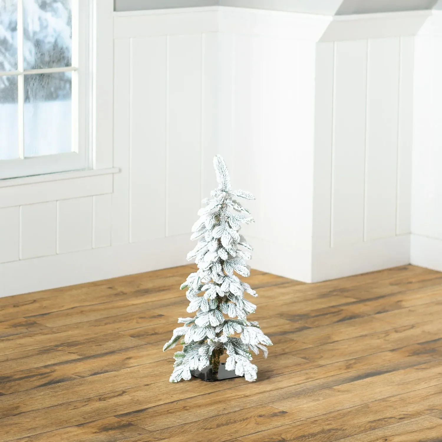 Plow & Hearth Lighted Trees & Garlands>18"H Monte Rosa Flocked Alpine Fir Tabletop Tree