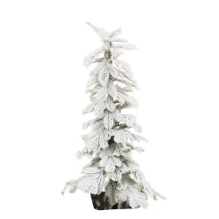 Plow & Hearth Lighted Trees & Garlands>18"H Monte Rosa Flocked Alpine Fir Tabletop Tree