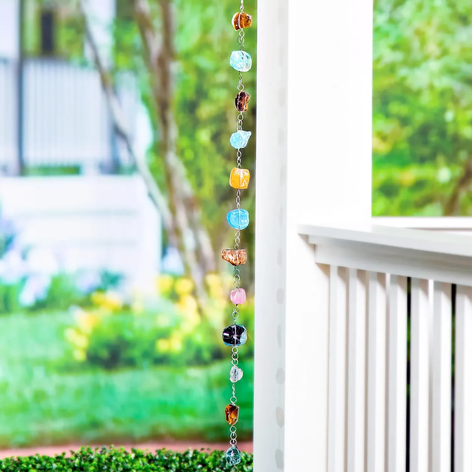 Plow & Hearth Wind Chimes & Mobiles>71"H Multicolor Glass Rain Chain