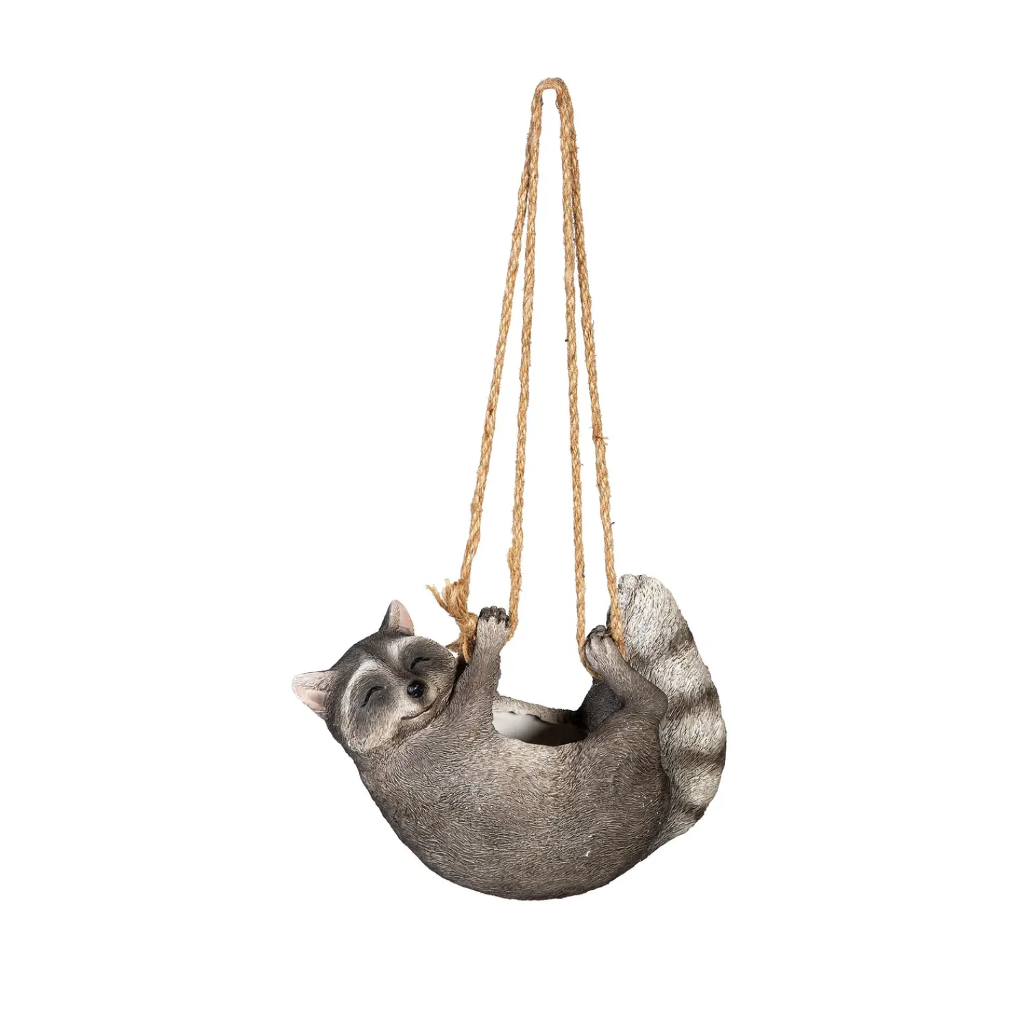Plow & Hearth Planters & Plant Stands>Raccoon Hanging Planter with Jute