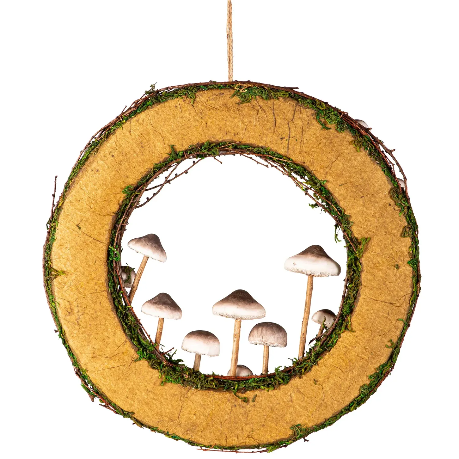 Plow & Hearth Wreaths|Faux Flowers & Plants>Rattan Mushroom Wreath With Lights