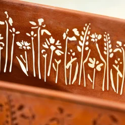 Plow & Hearth Planters & Plant Stands>Rectangular Metal Planter with Laser Cut Florals
