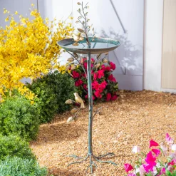 Plow & Hearth Birdbaths>Recycled Metal Sapling Birdbath