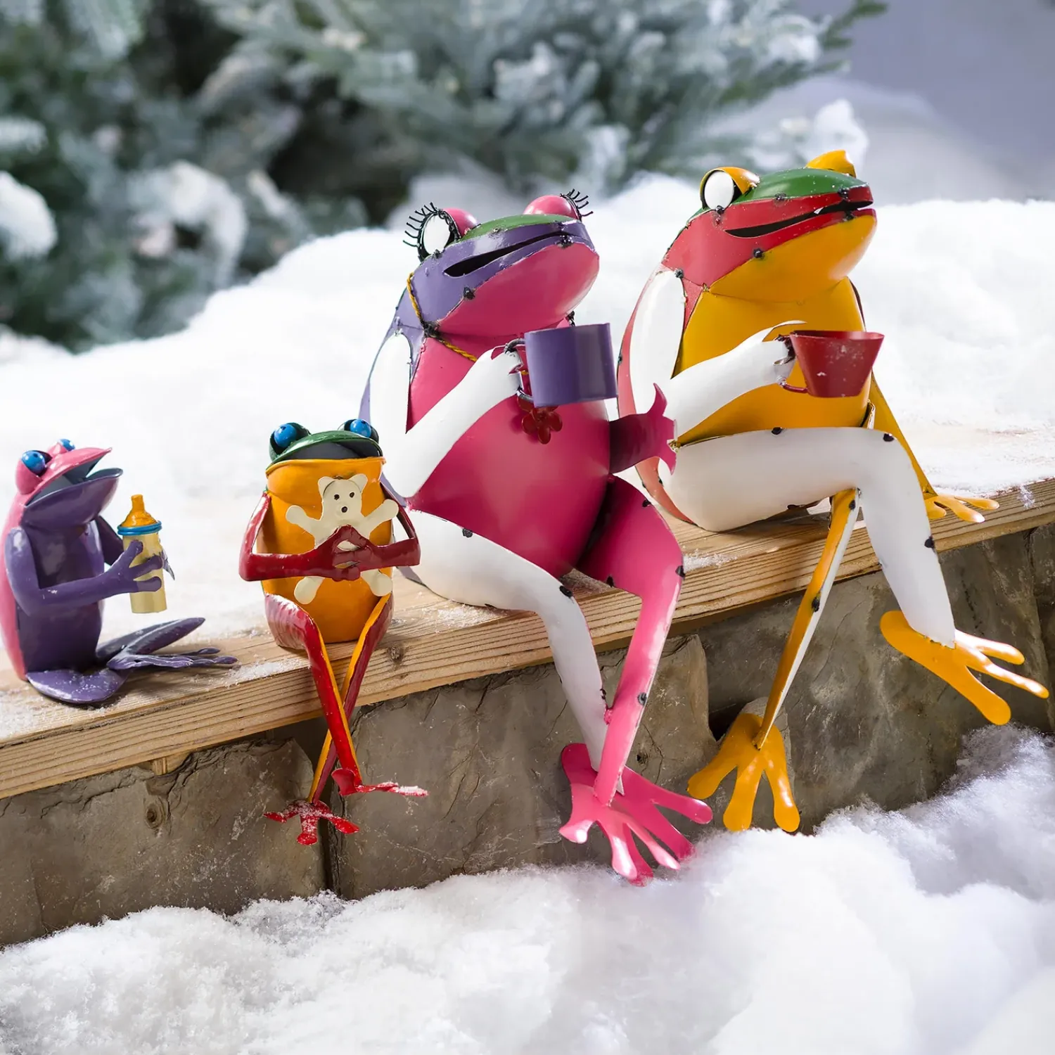 Plow & Hearth Garden Statues>Recycled Metal Tea Frog Garden Art